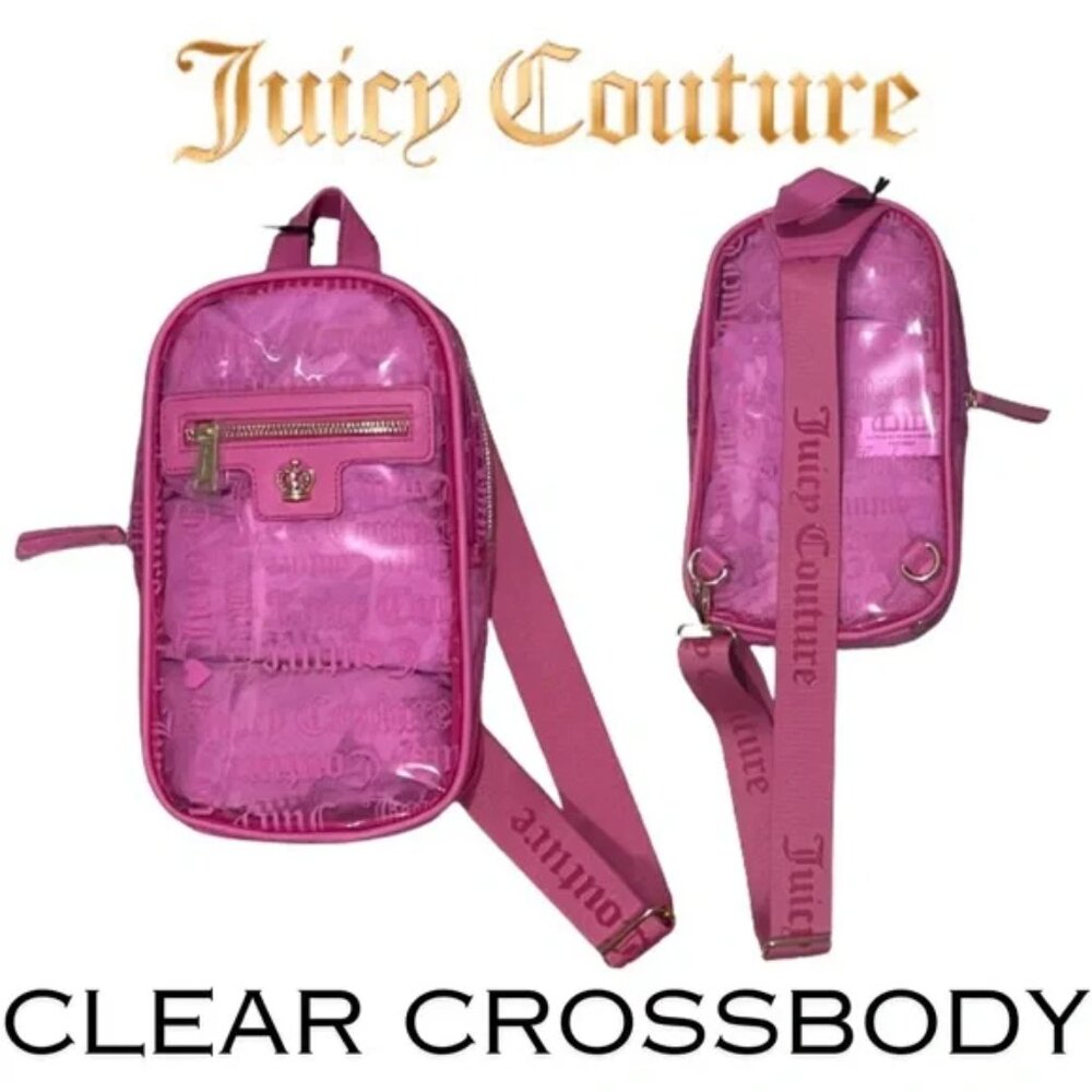 Juicy Couture Heart Juicy Clear Pink Beachin Crossbody Sling Bag